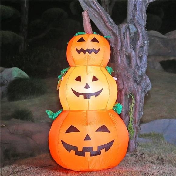 4FT Halloween Inflatable Pumpkins Decor Blow up Pumpkin Stacked Halloween Decor - Picture 1 of 6